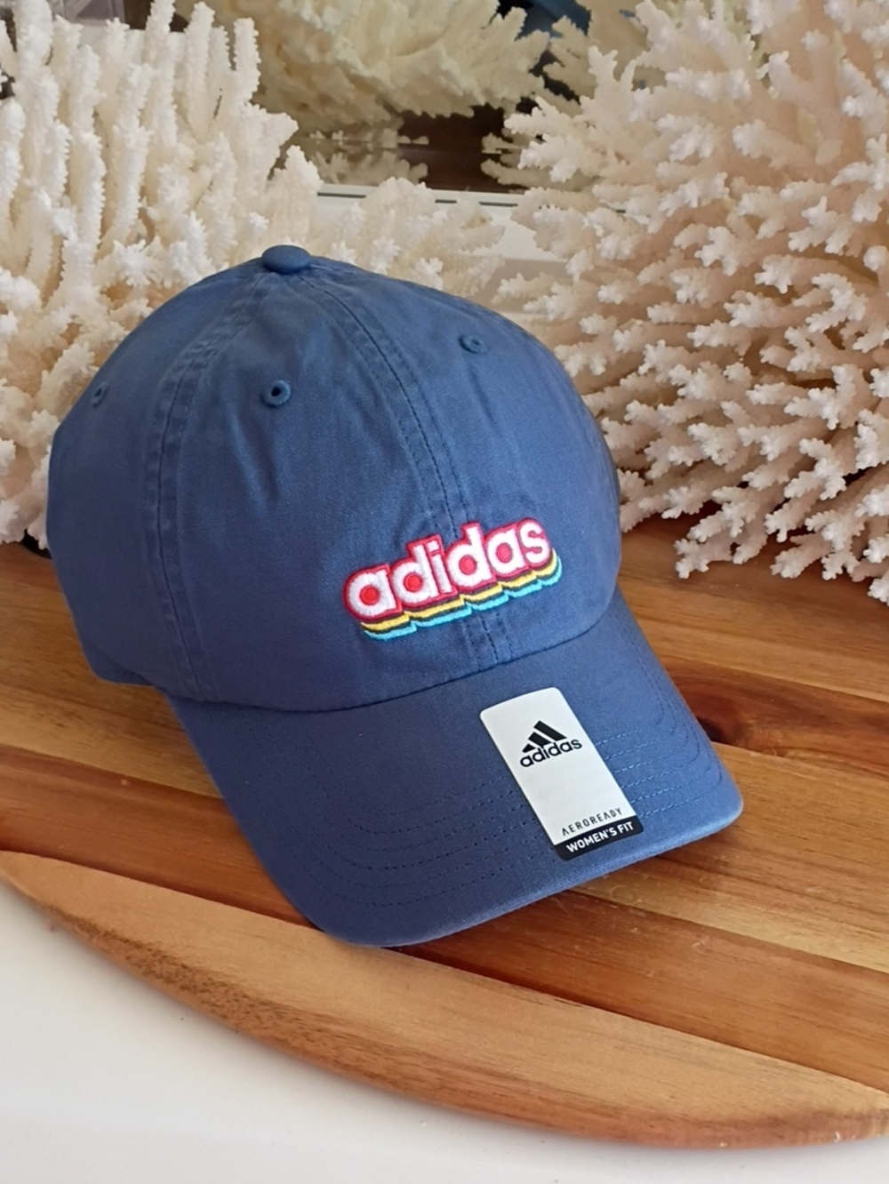 Adidas Navy Cap with Multicolor Logo Nwt